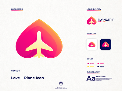 love plane logo design airplane art awesome brand design flight fly flying heart holiday identity inspirations jenggot merah logo love plane tourism trip vector