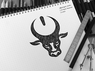 Bull Electric Logo Sketch art awesome branding buffalo bull cow design dual meaning electric head illustration inspirations jenggot merah logo logo combination negative space power power button sketch strong