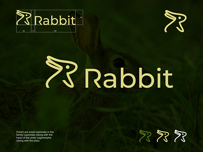 R Rabbit Logo Design art awesome bunny combination design dual meaning grid identity illustration inspiration inspirations jenggot merah letter r line art logo rabbit vector