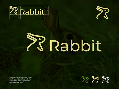 R Rabbit Logo Design art awesome bunny combination design dual meaning grid identity illustration inspiration inspirations jenggot merah letter r line art logo rabbit vector