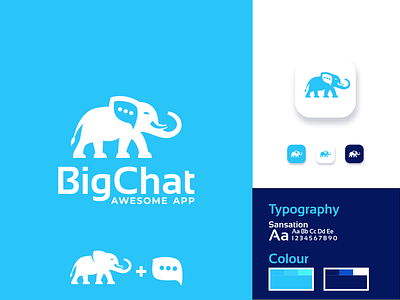 Big Chat Logo Design application awesome bubble chat chat app chatting combination combinations design dual meaning elephant elephants icon inspiration inspirations logo negative space