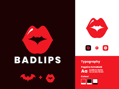 Bat and Lips Logo Design!!! animal art awesome bat brand branding combination design dual meaning identity illustration inspiration inspirations lips logo negative space vector