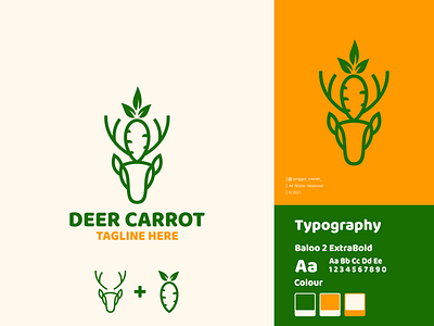 Deer Carrot Logo Design animal antelope awesome brand brand identity carrot for sale fruit horn icon inspirations line art lineart logo design mark minimal negative space stag symbol vector