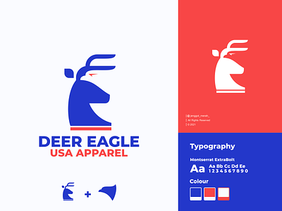 Deer and Eagle logo idea. animal awesome bird branding deer double meaning dual meaning eagle falcon gazelle hidden meaning horn inspirations mark negative space stag symbol usa vector wild