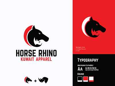 Horse Rhino Logo Design. animal branding double meaning dual meaning horse icon illustration logo design logotype mark mascot minimal modern mustang negative space pattern pets rhino simple vetor