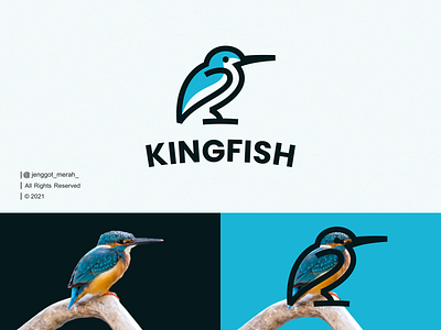 KingFish Bird Line Art Logo