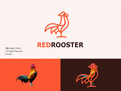 Red Rooster Line Art logo idea. animal awesome brand branding bunny chicken cute design identity illustration inspirations line art lineart logo mark mascot pet red rooster vector