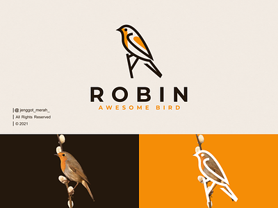 Robin Bird Line Art logo Idea
