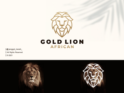Gold Lion African Line Art logo Idea