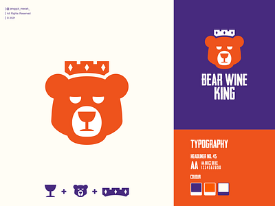 bear wine king logo design