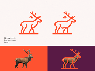 Deer Line Art Logo Design! animal awesome branding character cute deer deers design gazelle horn inspirations jenggot merah line art logo mark minimal monoline symbol vector wild