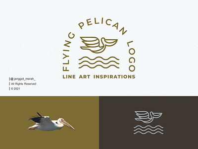 Flying Pelican Lineart Logo Design!