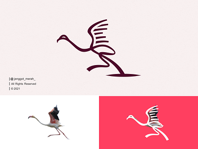 Flamingo Flying Line Art logo idea