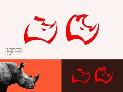 Red Rhino Logo Design! animal awesome branding character design gazelle horn inspirations jenggot merah line art logo mark minimal monoline rhino rhinos strong symbol vector wild
