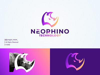 NeoRhino Technology Logo Design! animal awesome brand branding colorful design icon identity illustration inspirations line art logo mark network rhino rhinos star up starup symbol vector