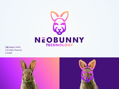 NeoBunny Technology Logo Design! animal awesome brand identity branding bunny colorful design icon illustration inspirations kangaroo line art logo mark network rabbit star up starup symbol vector
