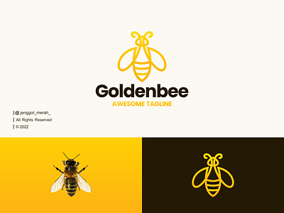 GoldenBee Line Art logo idea. animal bee buzz designsimple flat fly food hive icon insect inspirations kids line art logohoney mark minimal monoline nectar symbol vector