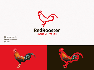 RedRooster Line Art logo idea agriculture animal chicken cock design egg farm flat icon inspirations kids line art logo mark minimal monoline rooster simple symbol vector