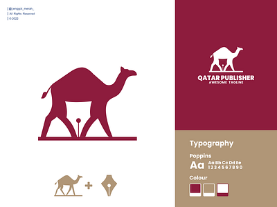 Qatar Publisher Logo Design! brand brand mark branding camel combination design double meaning flat graphic design inspirations logo mark minimal monogram negative space pen publiser publishing symbol vector
