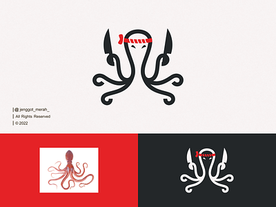 Japanese Chef Octopus Line Art logo idea