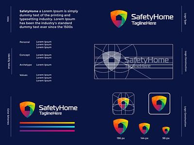 SafetyHome Logo Design art awesome brand brand identity brandidentity color colour design forsale home house identity inspiration inspirations logo safety sale shield shields