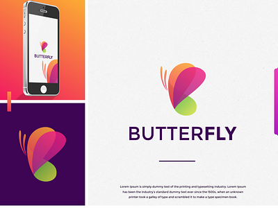 butterfly color logo design