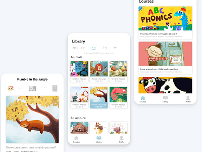 Kids books reading mobile app design app book kids mobile reading ui ux