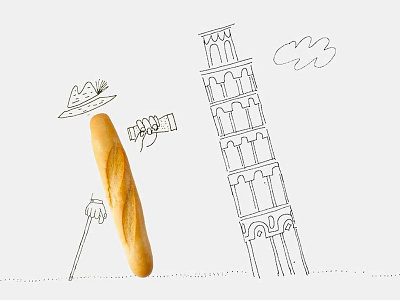 Baguette Sandwich from Italy branding typography vector