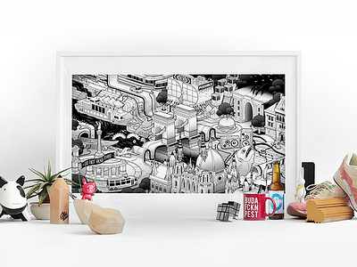 Budapesque Art Print blackandwhite budapest drawing illustration possible possiblebudapest poster