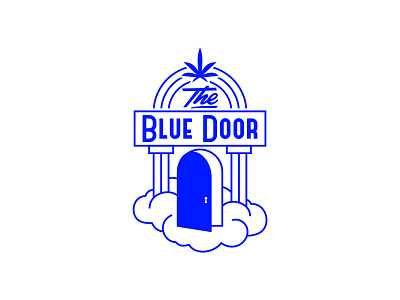 The Blue Door blue cafe cbd cloud door health hotel las vegas logo marijuana neon retro shop sky store vape