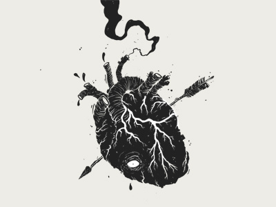 heart. arrow black blood eye heart ink veins