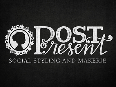 Post & Present Logo branding chalk custom type handlettered identity illustration logo texture type design typography
