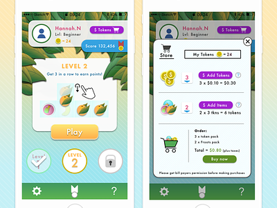 'Frootz' game! Instruction & Store screens app appdesign designer ui uiux