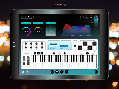 "Keys" keyboard app for iPad. audio audio interface musicapp ui uiux user interface