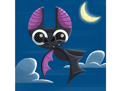 Bat bat character design childrens illustration digital art halloween illustration kid lit night