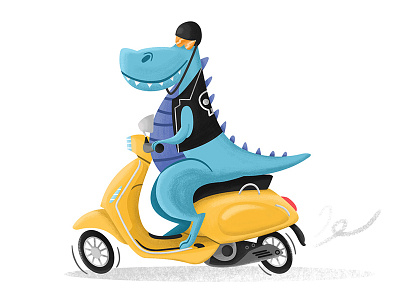 Rad T-Rex biker biker gang character design dinosaur illustration moped scooter t rex tyrannosaurus rex