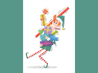 Elf Presents character design childrens illustration christmas elf gifts illustration kid lit presents xmas