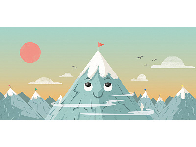Conquered character design conquer flags illustration kidlit mountain peak range summit