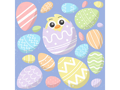 Happy Easter- Chick character chick colourful design easter easter eggs illustration kidlit pattern