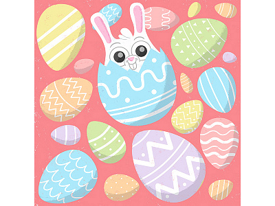 Happy Easter - Rabbit character colourful design easter easter eggs illustration kidlit pattern rabbit