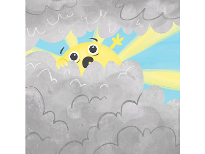 Goodbye Sun! character character design clouds cloudy day goodbye heatwave illustration kid lit sun sunshine
