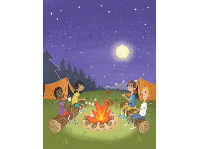 Lifeway Centrikid Camps Campfire adventure camp fire camping character design explore illustration kid lit kids books kids camp summer holidays summer time tents