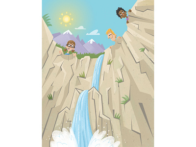 Lifeway Centrikid Camps - Waterfall adventure camp fire camping character design explore illustration kid lit kids books kids camp summer holidays summer time waterfall