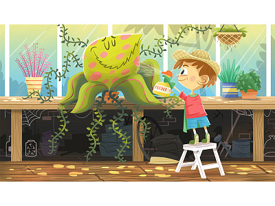 Monster Plant (working title: Feed the Beast) character design creature garden gardening kid lit kidlit monster plant plants shed