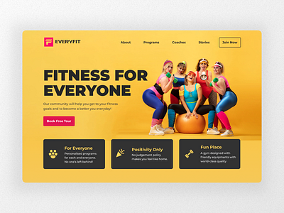 Everyfit - Fitness for Everyone everyone fitness girls gym gym website inclusivity ui design web design website workout