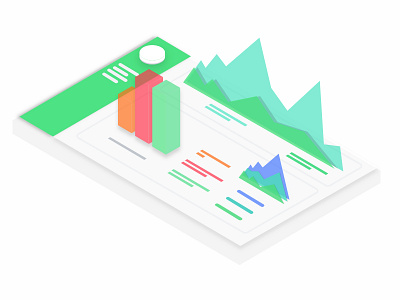 Dashboard bright chat gradient hero icon illustration isometric lock orthographic share vector