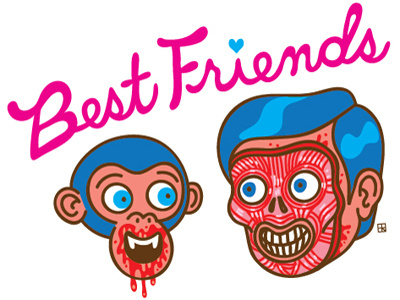 Best Friends! best eat face friends monkey sticker