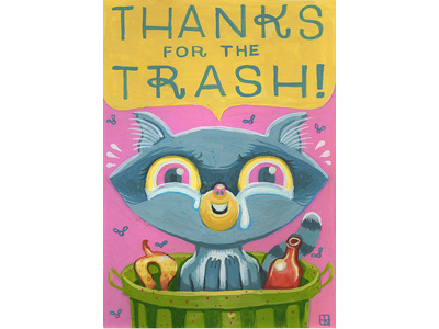 thanks for the trash bear and bird gallery gouache painting raccoon small stuff 5 thanks trash