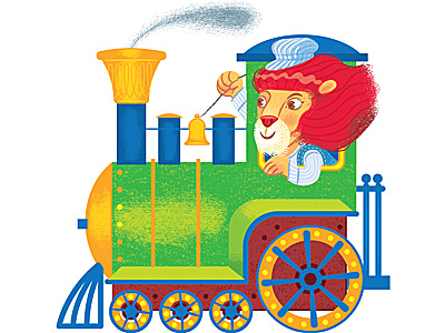 Engine conductor lion railroad toot toot train