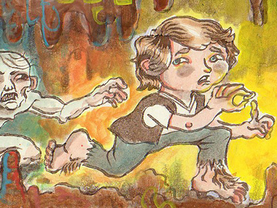 Gollum and Bilbo bilbo gollum gouache hobbit pen and ink ring sketchbook